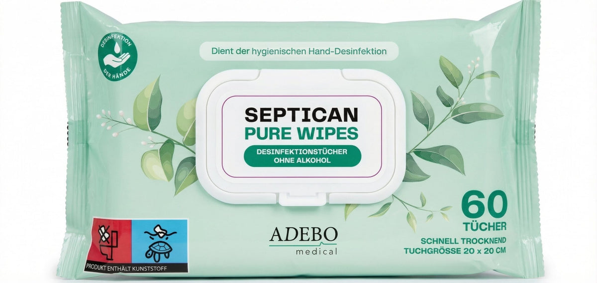 Septican Pure Wipes Händedesinfektionstücher, alkoholfrei – 60 Tücher