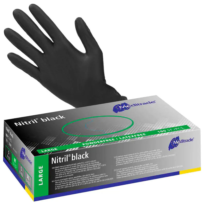 Meditrade® unisex Einmalhandschuhe Nitril® black schwarz 100 St.