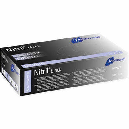 Meditrade Nitril Einmalhandschuhe schwarz, 100 Stück Box