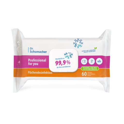 Professional for you Flächendesinfektion Wipes, 60 Tücher Packung