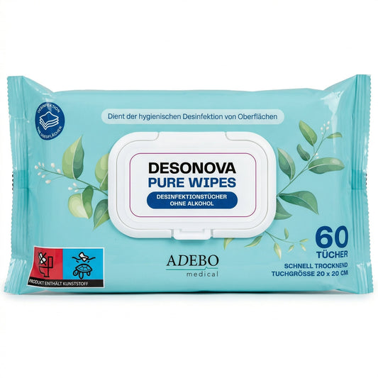 Desonova Pure Wipes Flächendesinfektionstücher, alkoholfrei – 60 Tücher