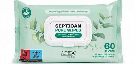 Septican Pure Wipes Händedesinfektionstücher, alkoholfrei – 60 Tücher